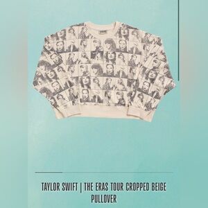 Taylor Swift Cropped Beige Crewneck Pullover Sweatshirt